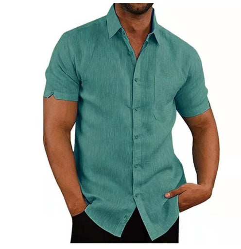 Men Short Sleeve Summer Solid Shirts Casual Loose Tops Tee