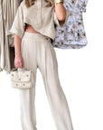 Solid Color Fashion Design Sense Irregular Top Casual Pants Suit