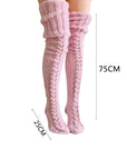 Winter Socks Over The Knee Lengthened Long Tube Knitted Pile Socks