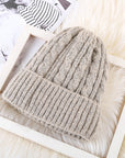 Winter Mohair Women Fleece Knitted Beanie