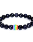 Rainbow Bead Bracelet Pride Natural Stone Strand Couple Bracelets