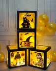 Halloween Balloon Boxes Black Transparent Box Block With Ghost Pumpkin Horror Sticker Gift For Halloween Party Decor Supply