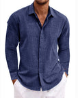 Long Sleeve T-shirt Undershirt Solid Color Long Sleeve Cotton Linen Shirt Men