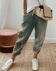 Women's Fashion Cotton Linen Solid Color Casual Pants