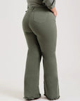 Slim Fit Stretch Fashion Solid Color Frayed Flared Pants