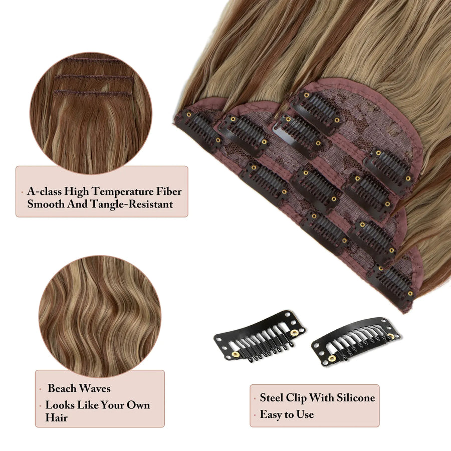 Synthetic Long Wavy Clip Hair Extensions