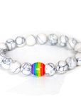 Rainbow Bead Bracelet Pride Natural Stone Strand Couple Bracelets