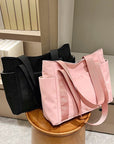 New Japanese Style Solid Color Tote Bag Shoulder Bag Casual Simple Canvas Handbag