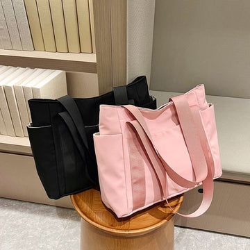 New Japanese Style Solid Color Tote Bag Shoulder Bag Casual Simple Canvas Handbag