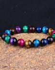 Of 8mm Semi-precious Stone Blue Tiger Stone Handmade Jewelry Couple Bracelet