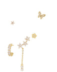 Romantic Star And Moon Series Popular Butterfly Earrings