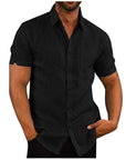 Men Short Sleeve Summer Solid Shirts Casual Loose Tops Tee