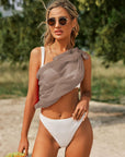 2 Pieces Women Beach Sarongs Sheer Cover Ups Chiffon Bikini Wrap Skirt for Swimwear S-XXL