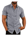 Men Short Sleeve Summer Solid Shirts Casual Loose Tops Tee