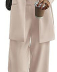 Women's Fashion Casual Solid Color Coat Trousers Suit