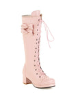 Round Head Thick High Heel Knee High Boots Lolita