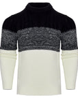 Men's Casual Color Block Long Sleeve Cable Knit Pullover Sweater