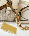 MICHAEL KORS JET SET GLAM SMALL FRONT POCKET OVAL CROSSBODY BAG MK LIGHT CREAM