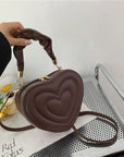 Fashion Love Heart Shape Shoulder Bag Small Handbags Designer Crossbody Bags for Women Solid Pu Leather Top Handle Bag