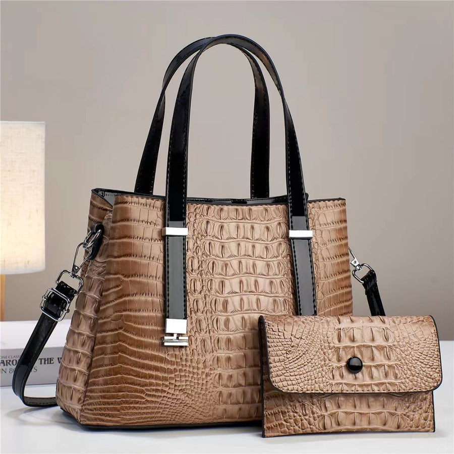 Women's Fashion Crocodile Pattern Large Capacity Combination Bags