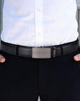 Microfiber Leather Mens Ratchet Belt, Belts For Men Adjustable Automatic Buckle