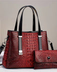 Women's Fashion Crocodile Pattern Large Capacity Combination Bags