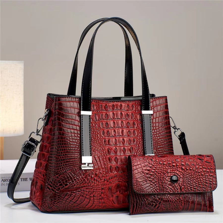 Women's Fashion Crocodile Pattern Large Capacity Combination Bags