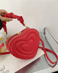 Fashion Love Heart Shape Shoulder Bag Small Handbags Designer Crossbody Bags for Women Solid Pu Leather Top Handle Bag