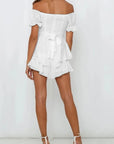 Women Boho Romper off Shoulder Ruffle Chiffon Shorts Jumpsuit Playsuit