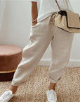 Women's Fashion Cotton Linen Solid Color Casual Pants