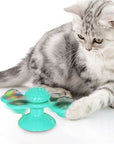 New Windmill Cat Toys Cute Rotating Interactive Cat Toy - Indoor Windmill Cat Toy With Suction Cup Catnip & Jagged Teeth Middle Ball, Smart Kitten Rotating Spinner Exercise Toy, Toothbrush & Massager