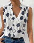 Casual Printed Tops Summer V-neck Sleeveless T-shirt Womens Clothing