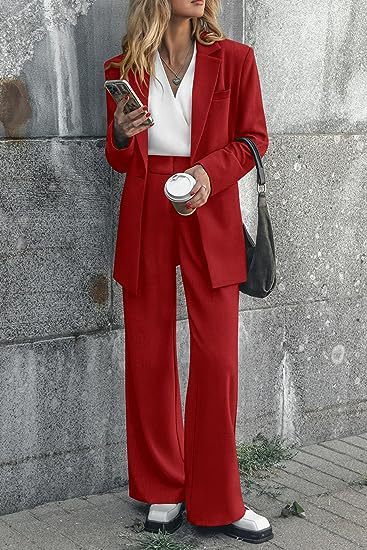 Women's Fashion Casual Solid Color Coat Trousers Suit