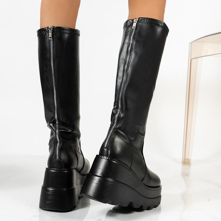 Women's Fashion Wedge Small Tube Circumference Platform Knee-high Boots