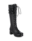 Round Head Thick High Heel Knee High Boots Lolita