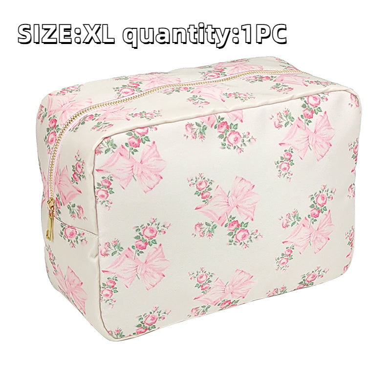 Makeup Bag  Printed Bow Toiletry Pouch Waterpro