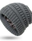 Hats Women's Protective Hairstyles, Warm Woolen Knit Satin Hats