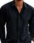 Long Sleeve T-shirt Undershirt Solid Color Long Sleeve Cotton Linen Shirt Men