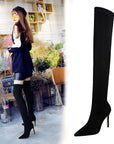 European And American Style Fashion High Heel Elastic Stiletto Heel Pointed-toe Skinny Pedicure Over-the-knee Boots