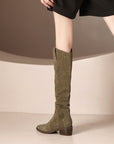 Over Best-selling V Cut Knee-high Boots Chunky Heel New Autumn And Winter