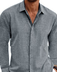 Long Sleeve T-shirt Undershirt Solid Color Long Sleeve Cotton Linen Shirt Men