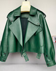 Female Sheepskin Loose Biker Jacket