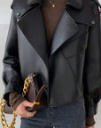 Female Sheepskin Loose Biker Jacket