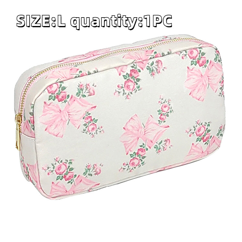 Makeup Bag  Printed Bow Toiletry Pouch Waterpro