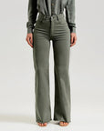 Slim Fit Stretch Fashion Solid Color Frayed Flared Pants