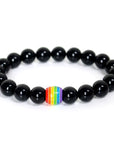 Rainbow Bead Bracelet Pride Natural Stone Strand Couple Bracelets