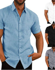 Men Short Sleeve Summer Solid Shirts Casual Loose Tops Tee