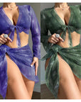 Swimsuit New 4 PCs Set Split Long Sleeve Bikini For Women