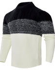 Men's Casual Color Block Long Sleeve Cable Knit Pullover Sweater