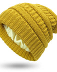 Hats Women's Protective Hairstyles, Warm Woolen Knit Satin Hats